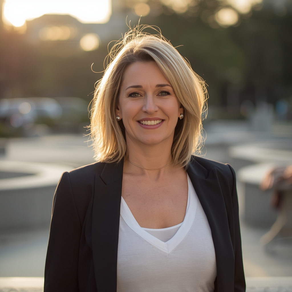 Confident divorced woman smiling outdoors, representing dating after divorce with confidence and emotional clarity