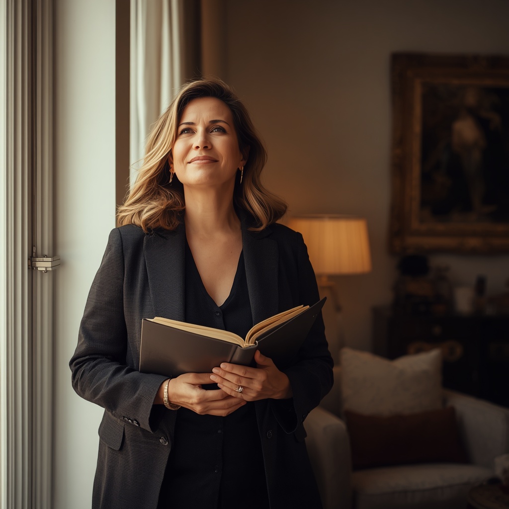 Confident divorced woman reflecting on love and starting a new chapter